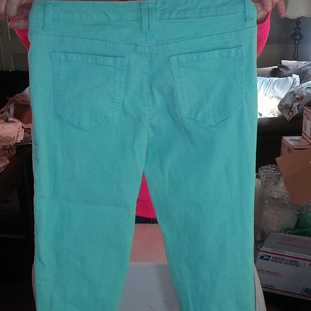 Style & co by Macy's aqua stretch denim capri - Picture 2 of 2
